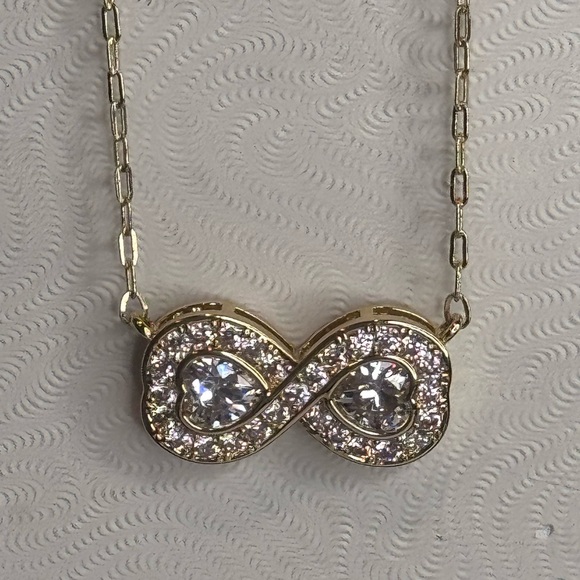 Infinity Crystal Pendant 14k Gold Plated Made with Swarovski Crystals 16-18inch - Picture 4 of 6